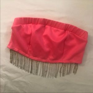 Pink and silver sequin tube top